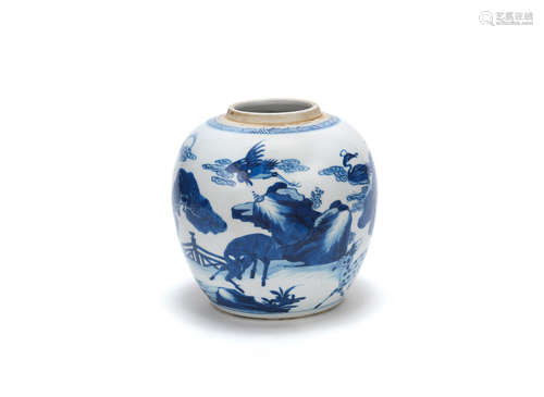 Kangxi  A blue and white 'deer' jar