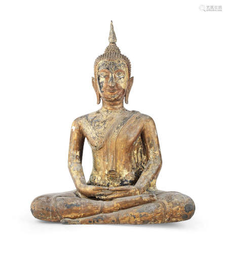 Thailand, 20th century A large gilt-lacquered copper-alloy figure of Buddha