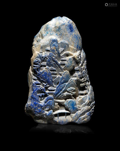 19th century A large carved lapis lazuli boulder