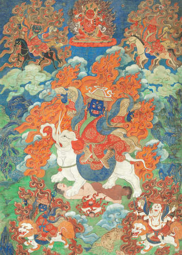 Tibet, 19th century  A thangka of 'Gyajin' Pehar Gyalpo