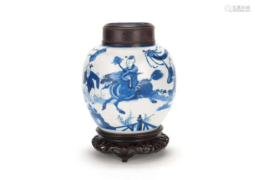 Kangxi  A blue and white 'ginger' jar