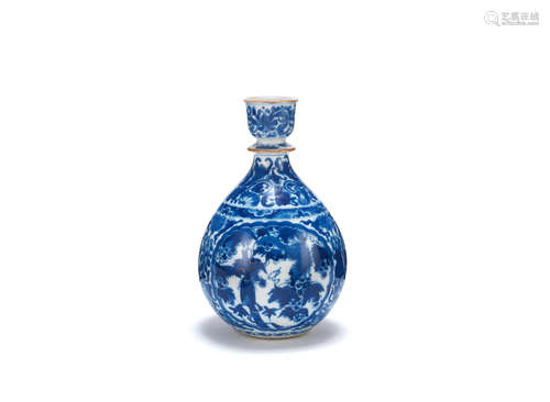 Kangxi A blue and white hookah base