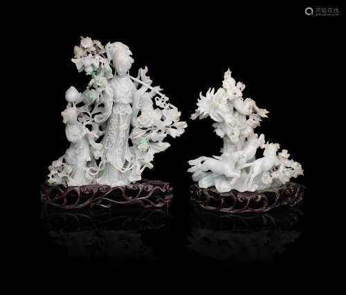 20th century A group of jadeite carvings of figures