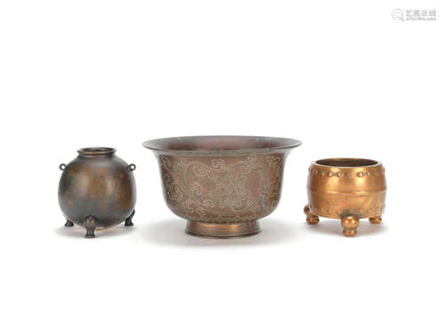 Ming to early Qing Dynasty A group of bronze and copper alloy vessels