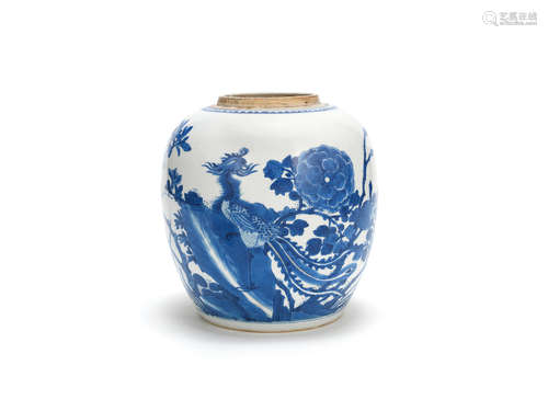 Kangxi A blue and white 'phoenix' jar