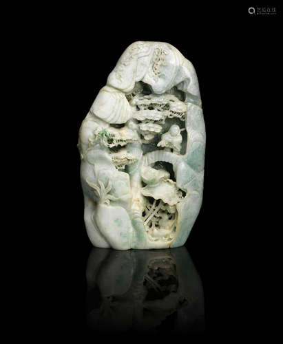 Early 20th century A large jadeite boulder carving