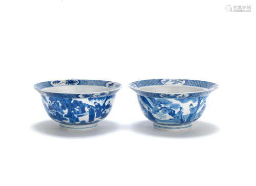 Kangxi six-character mark and of the period and Chenghua six-character mark, Kangxi Two blue and white 'klapmuts' bowls