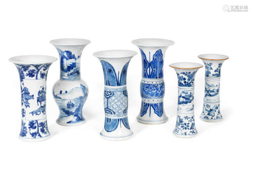 Kangxi A group of six blue and white vases