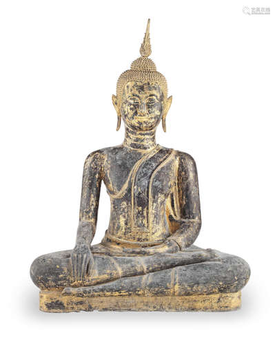 Thailand, 20th century A large gilt-lacquered copper-alloy figure of a seated Buddha