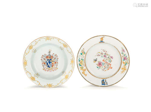 Qianlong, circa 1750 Two famille rose armorial dishes