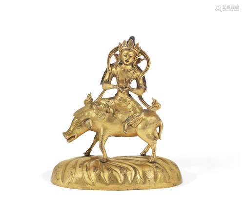 18th/19th century A gilt bronze figure of Marichi on a Boar