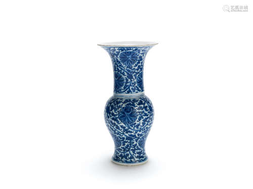 Kangxi A blue and white 'lotus' baluster vase