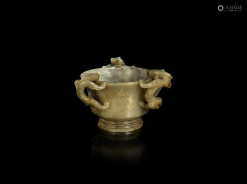 Ming Dynasty A grey jade 'chilong cup'