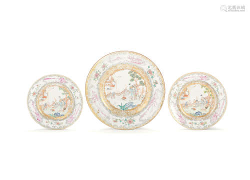 Qianlong A set of three export plates