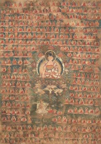 Tibet, 19th century  A thangka of Shakyamuni Buddha