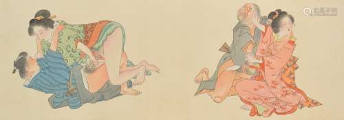 Shunga hand scroll Japanese, 20th Century