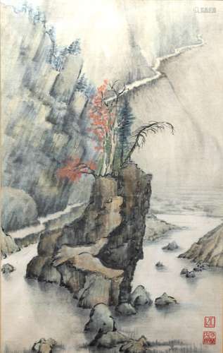 Attributed to Chen Ting Shili Chinese, 20th Century spinning along the road, watercolour, signed