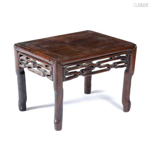 Rosewood rectangular urn stand Chinese, 19th Century with open work frieze 41cm x 32cm x 32cm