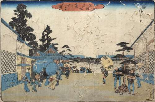 Utagawa Hiroshige Japanese, c1840 view of Kasumigaseki from the series 