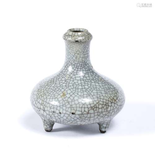 Small crackle ware vase Chinese, 19th century of squat form, raised upon three feet with