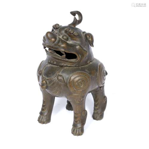 Bronze Luduan Censer Chinese, 17th century cast in a prone position, with a detachable horned head
