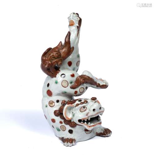 Imari Karashishi porcelain figure Japanese the karashishi with open mouth with the hind legs in