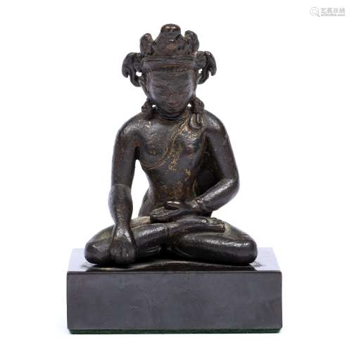 Bronze figure of a seated Avalokitesvara Tibetan, 17th/18th Century in mudra pose and wearing a