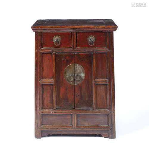 Lacquer side cabinet Chinese with drawers and cupboard to the front 61cm across x 49cm deep x 85cm