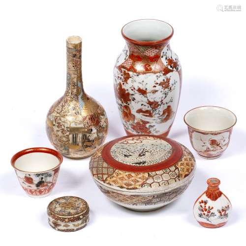 Small group of ceramics Japanese, 19th Century including a Kutani vase 16cm and a Satsuma bowl and