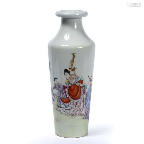 Conical vase Chinese, Republic period (1912-1949) enamelled decorated with a senior figure with a