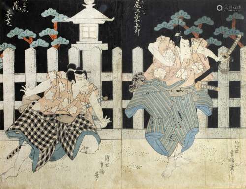 Theatrical scene Japanese, 19th century signed 