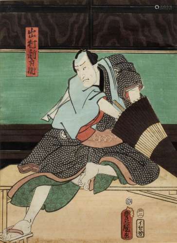 Utagawa Kunisada Japanese, c1850 the actor Demura Shimbei, woodblock print 33cm x 24cm Provenance: