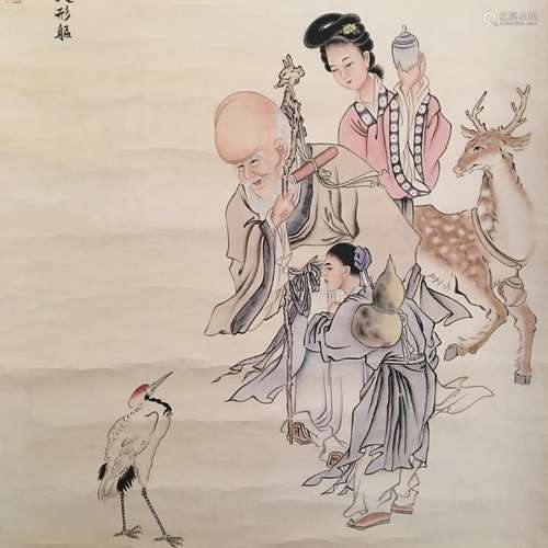 Chinese Hanging Scroll of Immortals Painting