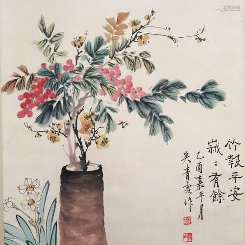 Chinese Hanging Scroll of 'Flowers' Painting