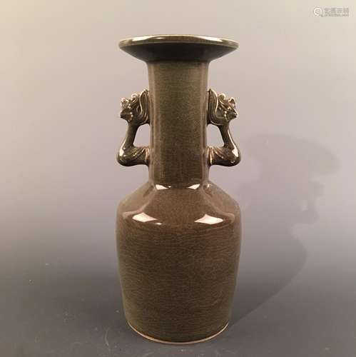 Chinese Teadust Glazed Bottle Vase