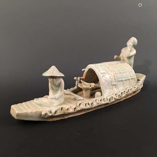 Chinese Hutian Kiln 'Fish Boat' Ornament