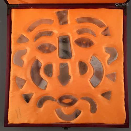 Set of Chinese Archaic Jade in Human Facial Feature