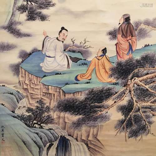 Chinese Hanging Scroll of Figures Painting, Qiu Ying