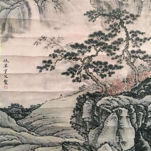 Chinese Hanging Scroll of 'Landscape' Painting, Qiu