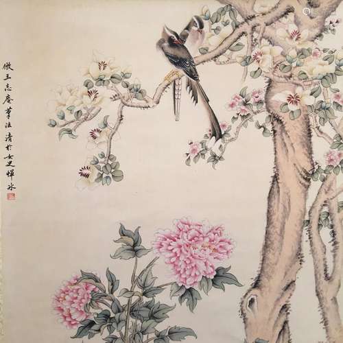 Chinese Hanging Scroll of 'Flowers' Painting