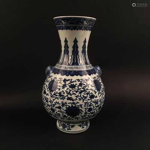 Chinese Blue-White 'Floral' Vase, Qianlong Mark