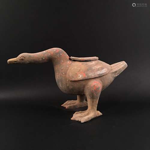 Chinese Tang Style Painting Duck Figure