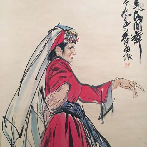 Chinese Hanging Scroll of 'Dancer' Painting