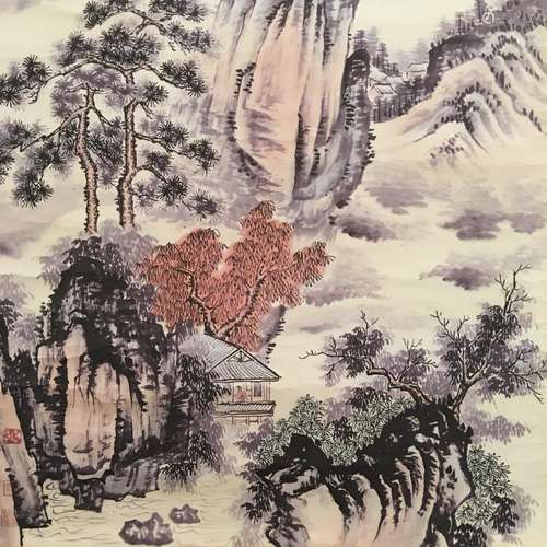 Chinese Hanging Scroll of 'Landscape' Painting, Wang