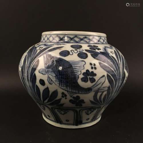 Chinese Blue-White 'Fish' Jar