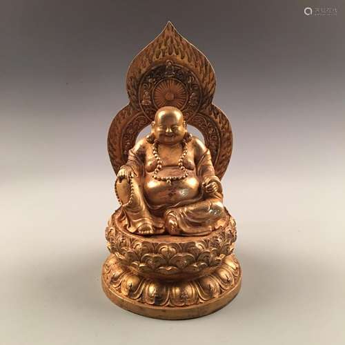 Chinese Gilt Bronze Sitted Happy Buddha