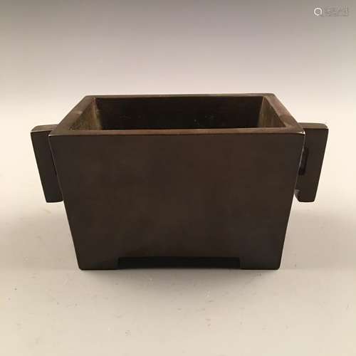 Chinese Bronze Square Censer