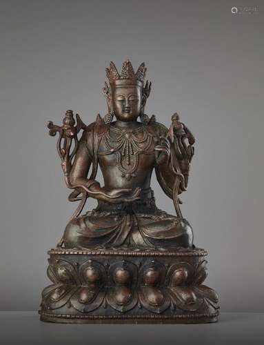 A MING BRONZE OF BODHISATTVA GUANYIN