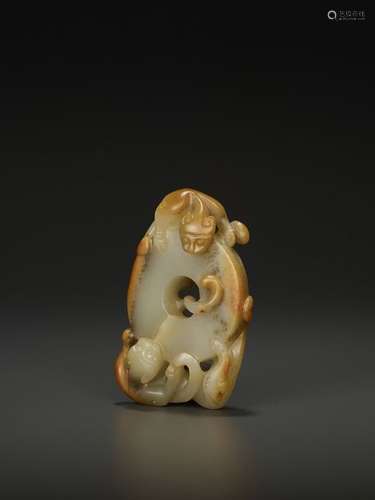 A JADE BI & CHILONG PENDANT, QING