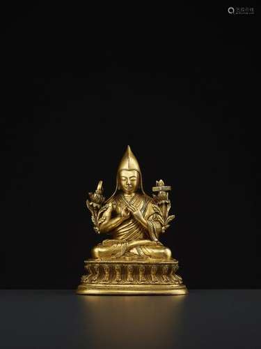 A GILT BRONZE TSONGKHAPA QIANLONG